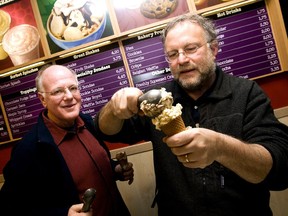 American ice cream makers Ben Cohen en Jerry Greenfield, founders of the brand, Ben & Jerry's.