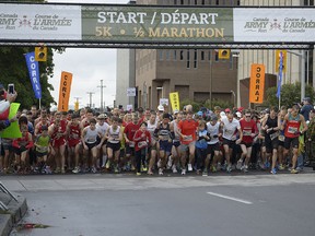 Runners take off on the 5K during the 2013 Canada Army Run. More than 25,000 participants will run, walk or roll in this year’s event.