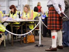An observer watches the count take place at the Royal Highland Centre counting hall in Edinburgh, Scotland on September 19, 2014,