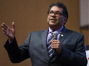 Calgary Mayor Naheed Nenshi told a Carleton University audience stories about the people who helped pull his city together in a time of crisis in 2013.