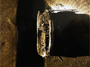 A sonar image of the discovered Franklin vessel.