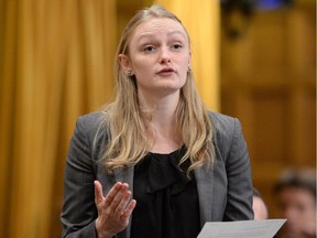 NDP MP Charmaine Borg asks a question during Question Period in the House of Commons.