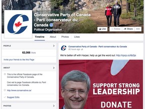 Homepage of the Facebook page of the Conservative Party of Canada.