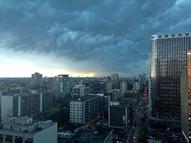 The view of the oncoming storm on Friday, September 5, 2014, from the Ottawa Tourism offices at 150 Elgin St.