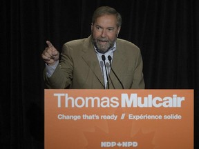 EDMONTON, ALBERTA: SEPTEMBER 10, 2014 -  Canada's New Democratic Party (NDP) Leader Thomas Mulcair speaks at the NDP Caucus Strategy Session held at the Fairmont Hotel Macdonald in Edmonton on September 10, 2014. (PHOTO BY LARRY WONG/EDMONTON JOURNAL) ORG XMIT: POS1409101101190640