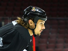 Erik Karlsson practices during morning skate at the Canadian Tire Centre