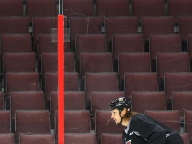 Erik Karlsson of the Ottawa Senators practices during morning skate at the Canadian Tire Centre.