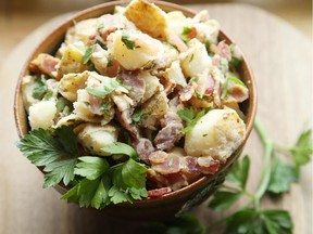 This Warm German Potato Salad is made entirely with produce from a half dozen area farms.