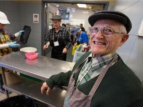Frank McAlpine, 92, is a longtime volunteer at the Shepherds of Good Hope.