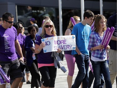 Freedom Walk participants started from Convention Centre in downtown Ottawa, Saturday, September 27, 2014. Anti-human trafficking organizations are celebrating their fifth annual Freedom Walk, but first in Ottawa. They raise funds and hope to increase awareness to fight human trafficking, a growing problem in Canada (and around the world).