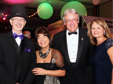 From left, Dr. Jacques Bradwejn, Diane Fontaine, Montfort Hospital board chair Alain-Michel Sekula and incoming board chair Suzanne Clement at the 2nd annual circus-themed gala hosted by the University of Otawa's Faculty of Medicine on Saturday, Sept. 27, 2014, at the Westin Hotel.