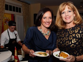 From left, Karen Corsten and Terri Hoddinott sampled the dishes at the Embassy Chef Challenge held Friday, Sept. 19, 2014, at the home of the Irish ambassador in support of CHEO's IBD Centre.