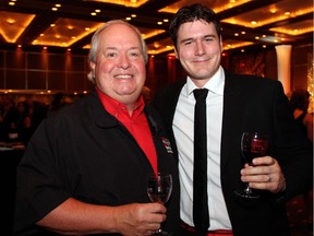 From left, Kent Browne, owner of Royal LePage Team Realty and Gale Real Estate, with one of his sales representatives, Andy Sparks, who's also the son-in-law of Sir Terry Matthews, host of the Lumière charity gala held at Matthews' Brookstreet Hotel on Thursday, Sept. 25, 2014.