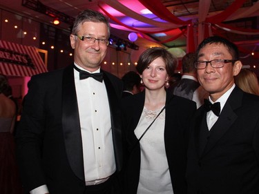 From left, lawyer Randy Marusyk with his fiancee, Hilary Phenix, and Dr. David Park, director of the University of Ottawa's Brain and Mind Research Institute at the university's Faculty of Medicine's 2nd annual gala, held Saturday, Sept. 27, 2014, at the Westin Hotel.