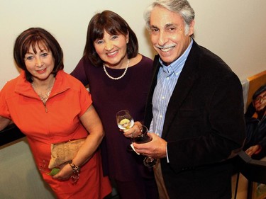 From left, Mary-Belle Pulvermacher with Rena and Jim Borovay at a reception for Hospice Care Ottawa held Wednesday, Sept. 17, 2014, at the penthouse level of 700 Sussex Drive.