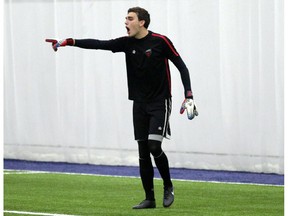 Fury goalkeeper Chad Bush directs traffic.