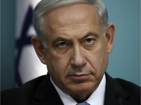 Israeli Prime Minister Benjamin Netanyahu delivers a speech during a press conference at the prime minister office in Jerusalem, on August 27, 2014.