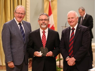 Jamie T. Tibbetts, receives on behalf of his team, the 2014 Public Service Award of Excellence 2014 for Employee Innovation. This multi-dimensional team is being applauded for pioneering the "procure to pay" concept, a major initiative that has revolutionized accounting and procurement at both Health Canada and the Public Health Agency of Canada. By implementing a single, integrated platform known as P2P, the department consolidated 14 accounting offices and 12 procurement offices into two hubs, saving $2 million annually. The system also ensures fewer late-payment charges, better information management and more accurate data to support resource management decisions. The team's initiative has generated a surge of interest in the Public Service of Canada and has been made available to other departments for adaptation.