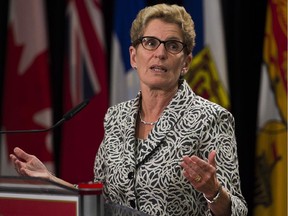 Ontario Premier Kathleen Wynne fields questions at the annual Council of the Federation meeting in Charlottetown on Thursday, August 28, 2014.