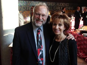 Keynote speaker Jerry Greenfield greeted everyone, including Shelley Rothman, with warm hugs at the Jewish Federation of Ottawa's annual campaign kickoff, held Sunday, September 14, 2014, at Centrepointe Theatre.