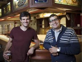 Marc-Andre Chainey, left, and Elie Dagher plan to open the micro-brewery Waller St. Brewery this month in the basement of Lunenburg pub.