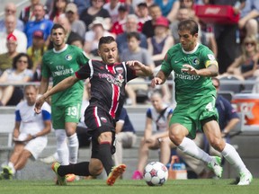 Ottawa Fury FC forward Oliver, seen here in an earlier match, was the hero 
Sunday, heading in the tying goal just as the game was ending.