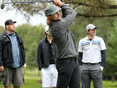 Ottawa's Erik Karlsson tees off on the ninth. Hockey players, coaches and some happy fans all got out their clubs for the Ottawa Senators annual golf tournament, held Wednesday, Sept. 17  at the Rideau View Country Club in Manotick.