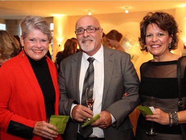 Retired Citizen Homes editor Sheila Brady with Hart Mailandt and Janine Kivell at a Hospice Care Ottawa reception held Wednesday, Sept. 17, 2014, at the penthouse level of 700 Sussex Drive.