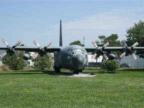 Retired Lockheed CC-130 Hercules 130313 is on display at the National Air Force Museum of Canada.