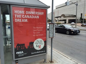 One of the Ontario Real Estate Association's advertisements, on an Elgin Street bus shelter.