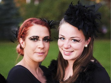 Tessa Morris, left, and Wrenna Prest show off their long lashes at the 2014 Harvest Noir picnic, Sept. 27, 2014.