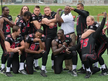 The defensive line hams it up as the Ottawa Redblacks had their official team photos taken at TD Place.
