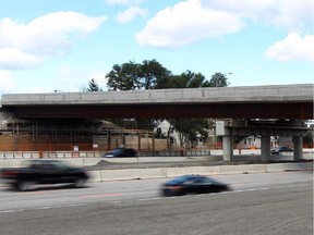 The new Lees overpass is in place above the 417, in  Ottawa on September 7, 2014.