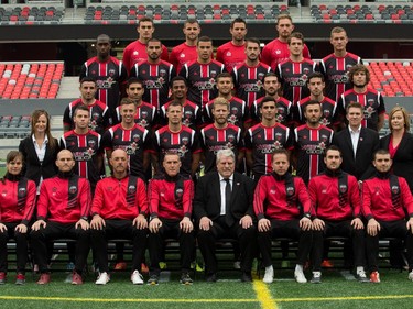 The Ottawa Fury FC are all set for their official team photo taken at TD Place.