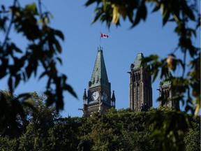 The Peace Tower and Senate towers are pictured on Monday Sept. 8, 2014 in Ottawa.