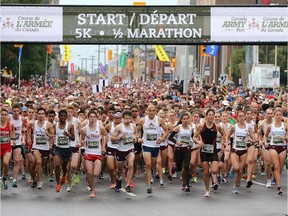 The start of the 5km run of the 2014 Canada Army Run held in Ottawa on September 21, 2014. (Jana Chytilova / Ottawa Citizen)  ORG XMIT: 0922 Army Run 18