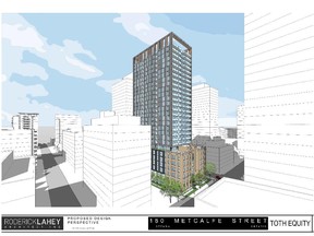 Official plan and zoning bylaw amendments would be required for a proposed 27-storey mixed use building at Metcalfe and Nepean streets.