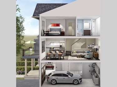 The Avenue series of townhomes that Minto released in the spring now comes to Avalon Encore. The three-storey units all have a second-storey balcony. Shown is the Canal, which starts at $256,900 and has 1,268 square feet, two bedrooms and 1.5 bathrooms.