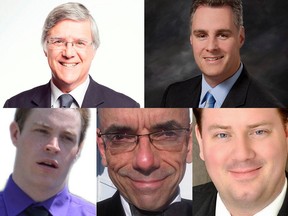 The candidates of Bay ward (clockwise starting in the top left corner): Alex Cullen, Mark Taylor, Trevor Robinson, Michael Pastien, Brendan Mertens.