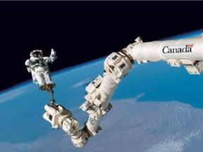 Theat's the real Canadarm2, but the Canada logo has been added after the fact.