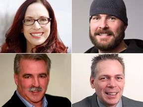 Front-runners for Innes ward: (clockwise from top left): Laura Dudas, Jody Mitic, François Trépanier and Fred Sherwin.