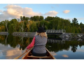 Canoeing on the protected inner bay waters at Morris Island Conservation Area.