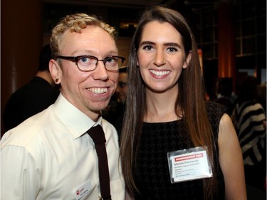 Chris McPhee, chair of United Way's GenNEXT Cabinet, with fellow cabinet member Maxine Patenaude, McMillan Creative Agency, at United Way's Schmoozefest 2014,.