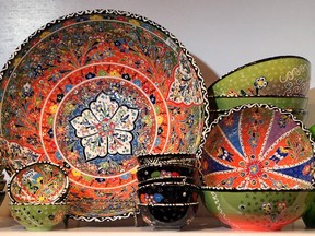 Handmade ceramics from Turkey are among the finds at the Third World Bazaar.