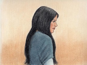 Courtroom sketch of Gurpreet Ronald at the Ottawa Court House on April 9, 2014. Gurpreet Ronald charged with 1st-degree murder of Jagtar Gill. Sketch by Laurie Foster-MacLeod/Ottawa Citizen