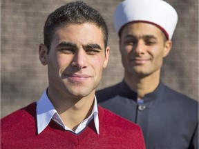 Cpl. Maher Jebara, left, a reservist with the 33rd service battalion in the Canadian Forces, is photographed outside Human Concern International with his brother, Imam Mohamed Jebara.