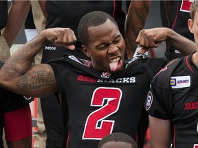 Defensive back Jovon Johnson, seen here hamming it up for the team photo, is doing his part for the stingy Redblacks defence.