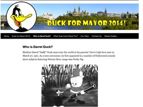 A group oin Ottawa has begun a 'Duck for Mayor' website to lampoon municipal politics.