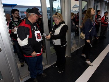 Fans arrive as the Ottawa 67's held their home opener in the renovated TD Place arena.