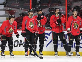 Sens forward Mark Stone, far right, says it makes a difference when dad is in the building.